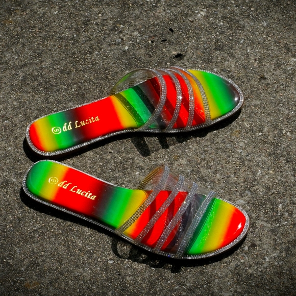 dd luctia Shoes - SARAH- Multi colored Rhinestone Strap Sandal